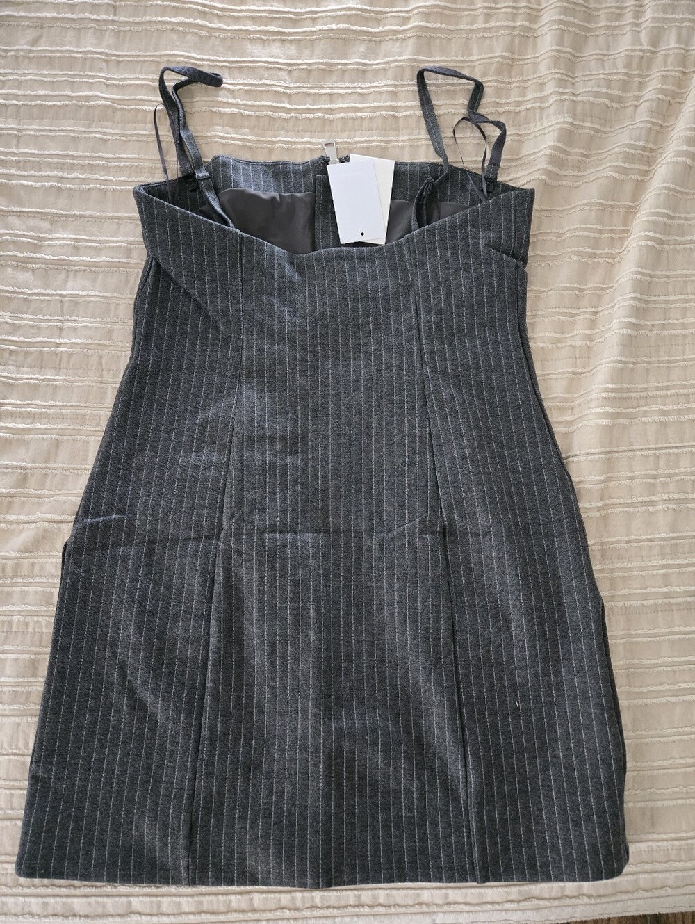 Good American Soft Stretch Ponte Mini Dress | Gray Stripe | Size M - Picture 5 of 11